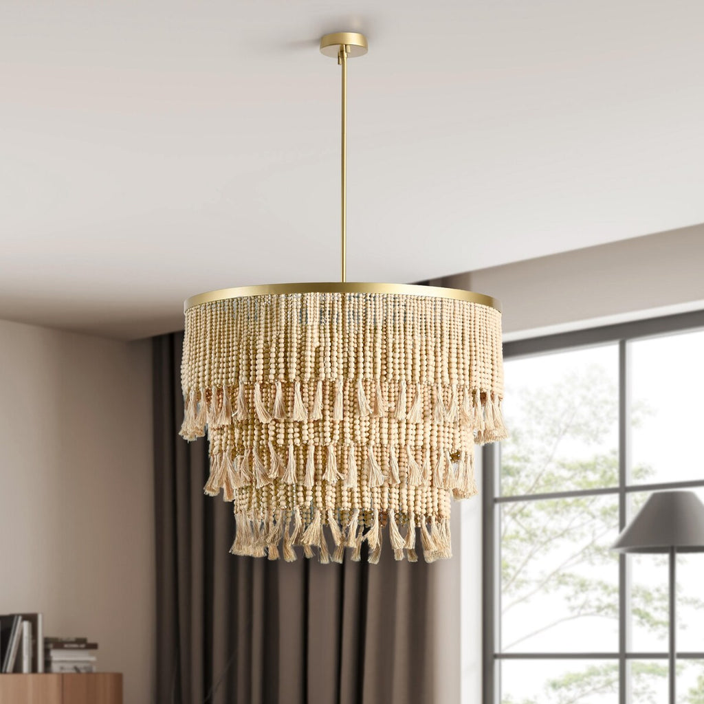Brittany Natural Beaded Chandelier by Kosas Home