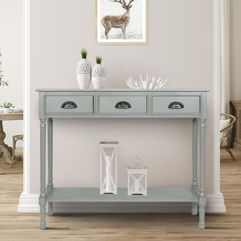 Burlington Wood 3-drawer Console Hallway Table