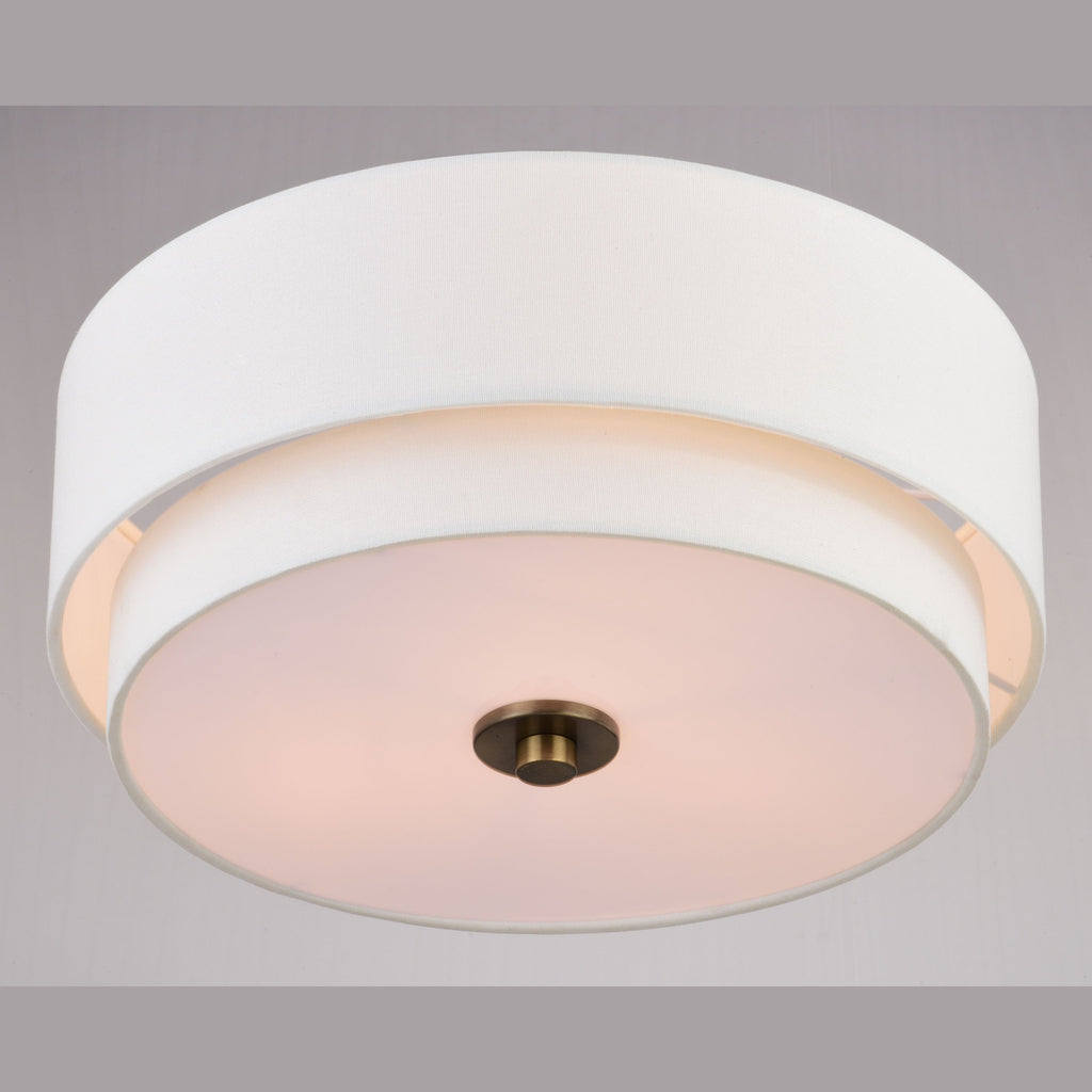 Burnaby Mid-Century Modern Ceiling Mount Light White Linen Drum Shade