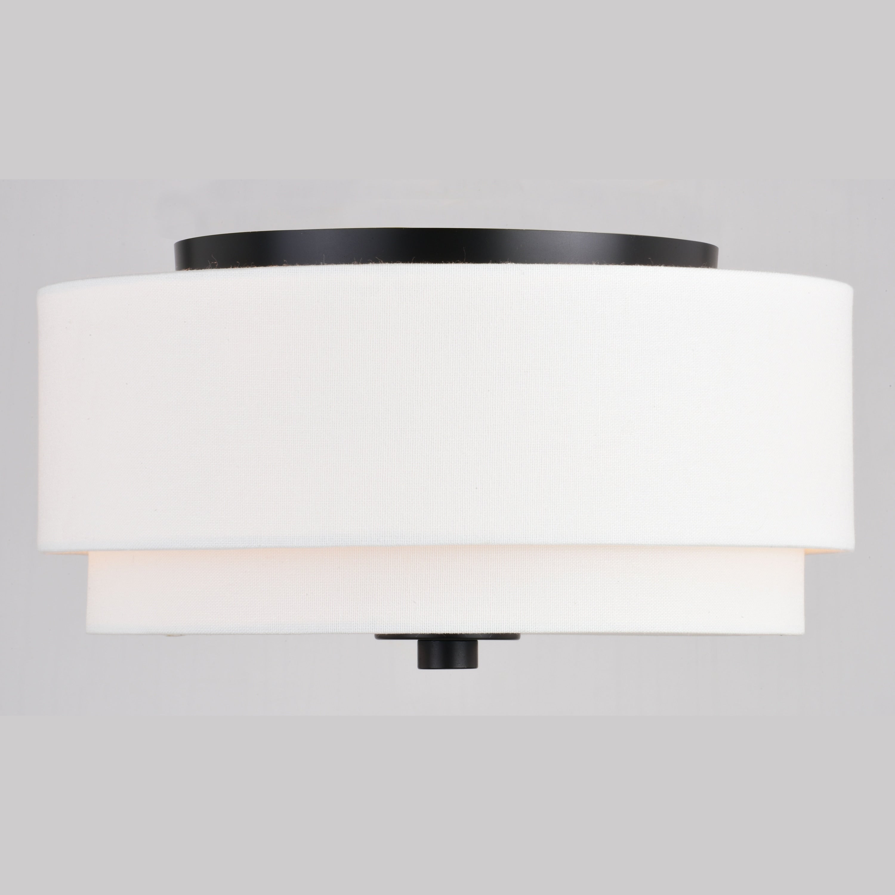 Burnaby Mid-Century Modern Ceiling Mount Light White Linen Drum Shade