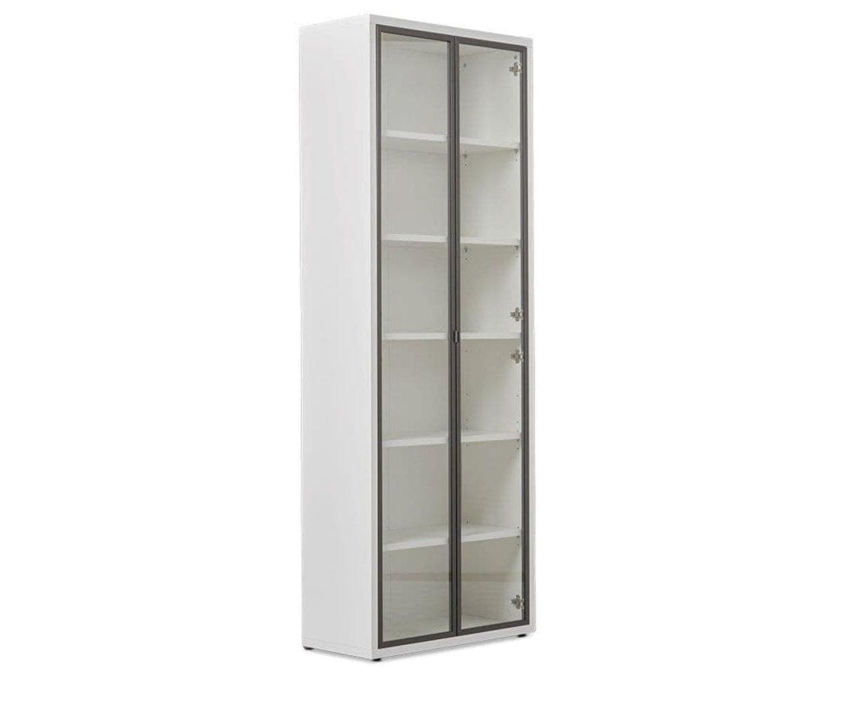 Gammel High Bookcase with Glass Doors - White