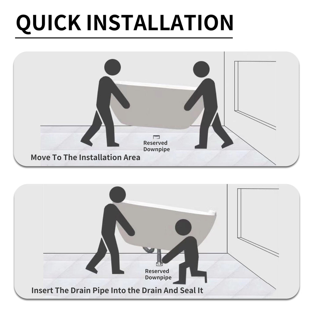 CB HOME 59''/67'' Freestanding Acrylic Soaking Bathtubs, Soaking Tubs Single Side Against The Wall, Left/Right Overflow