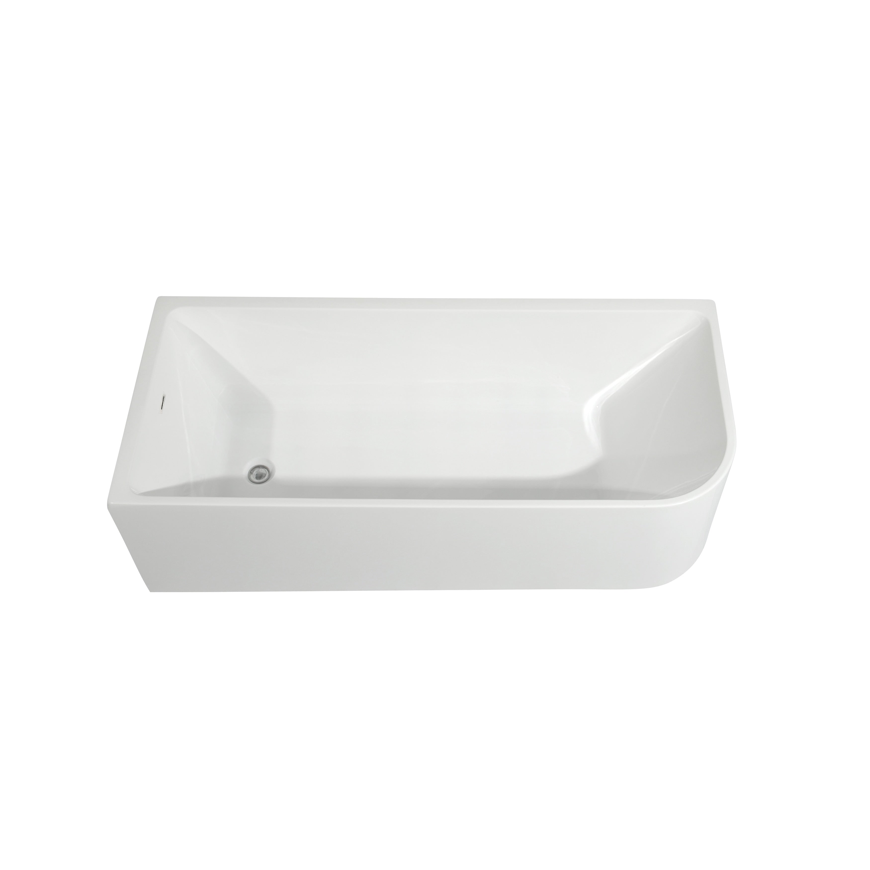 CB HOME 59''/67'' Freestanding Acrylic Soaking Bathtubs, Soaking Tubs Single Side Against The Wall, Left/Right Overflow