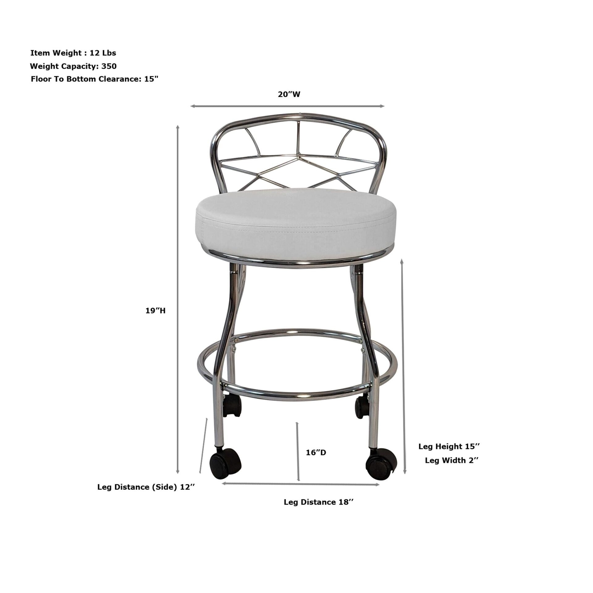 Carolina Living Diana X-Back Vanity Stool with Casters
