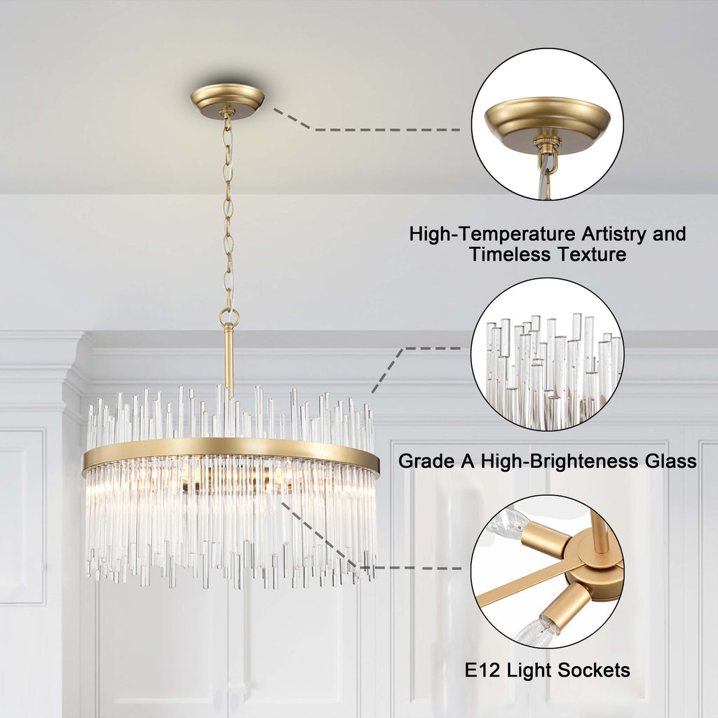 Casandra 5-light Shiny Bronze Chandelier with Clear Glass Bars - Shiny Bronze