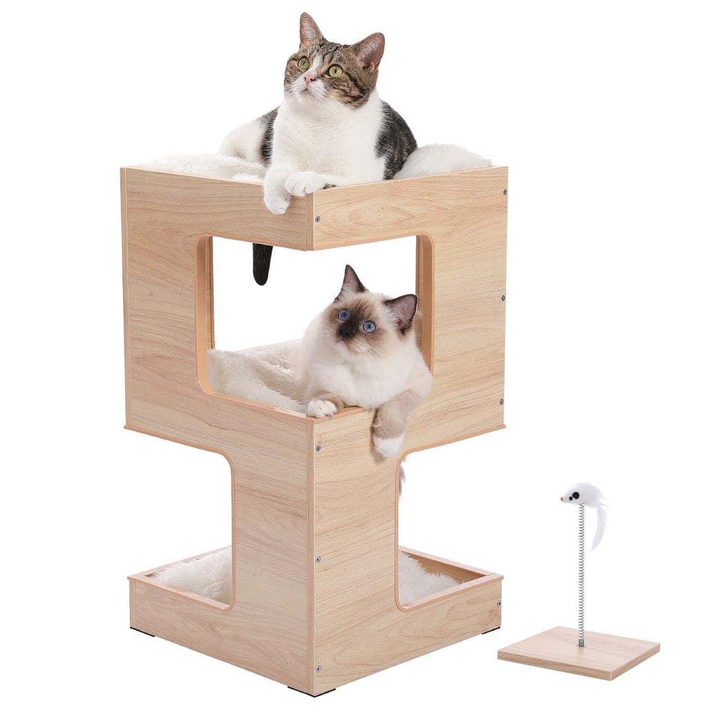 Cat House Cat Bed,Cat Tree with Scratching Pad and Removable Mats