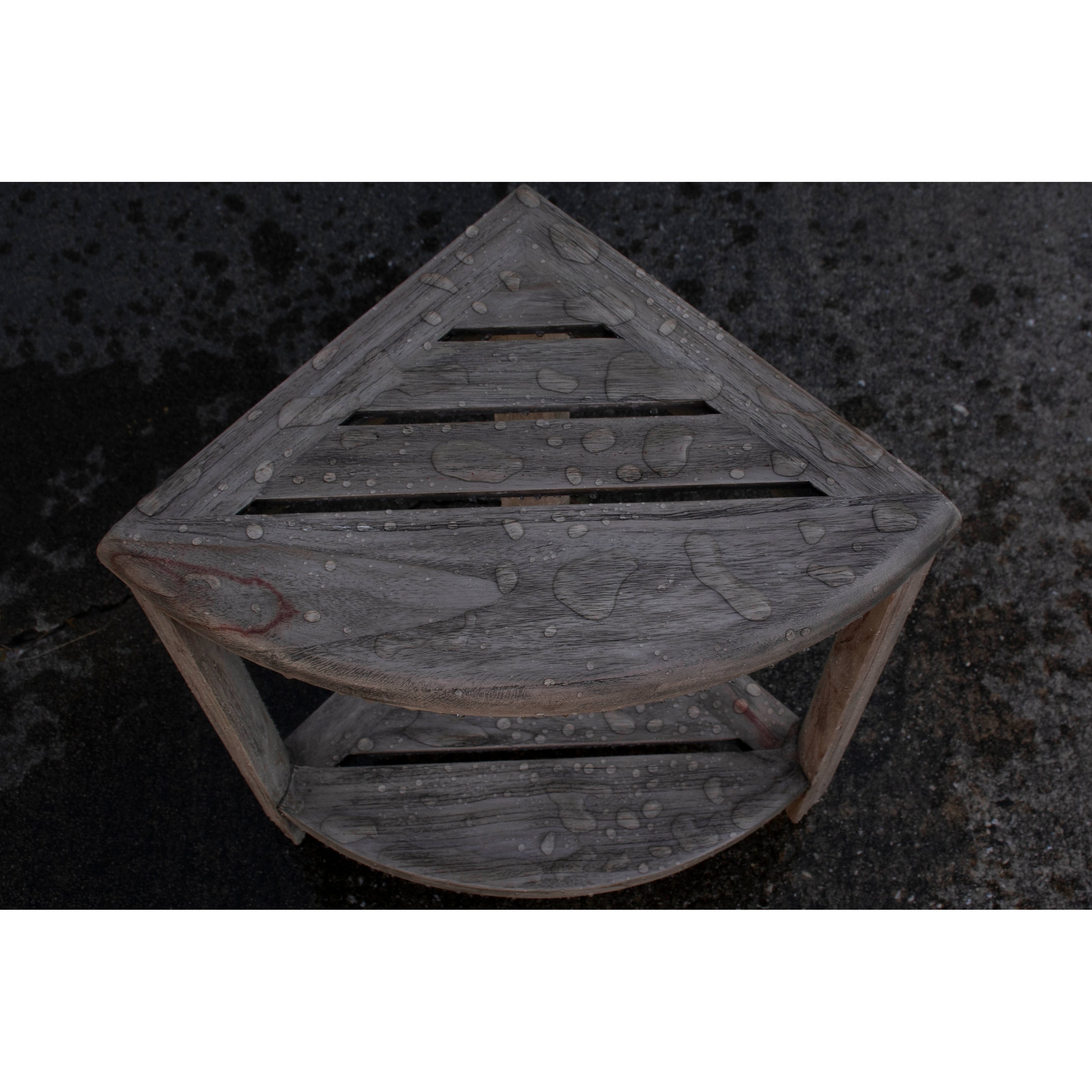 CoastalVogue, Teak Corner Shower Shelf, Shower Stool for Shaving Legs, Shower Foot Stool, Teak Shower Stool, Corner Shower Stool