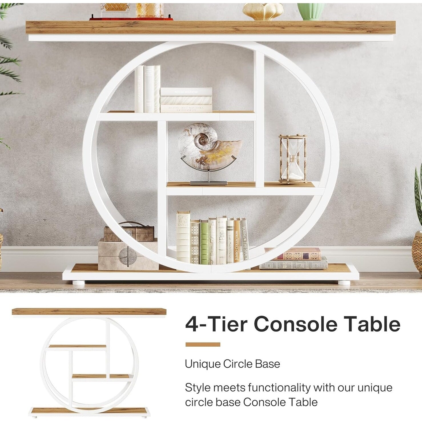 Console Table for Entryway, Industrial 4-Tier Sofa Table Behind Couch