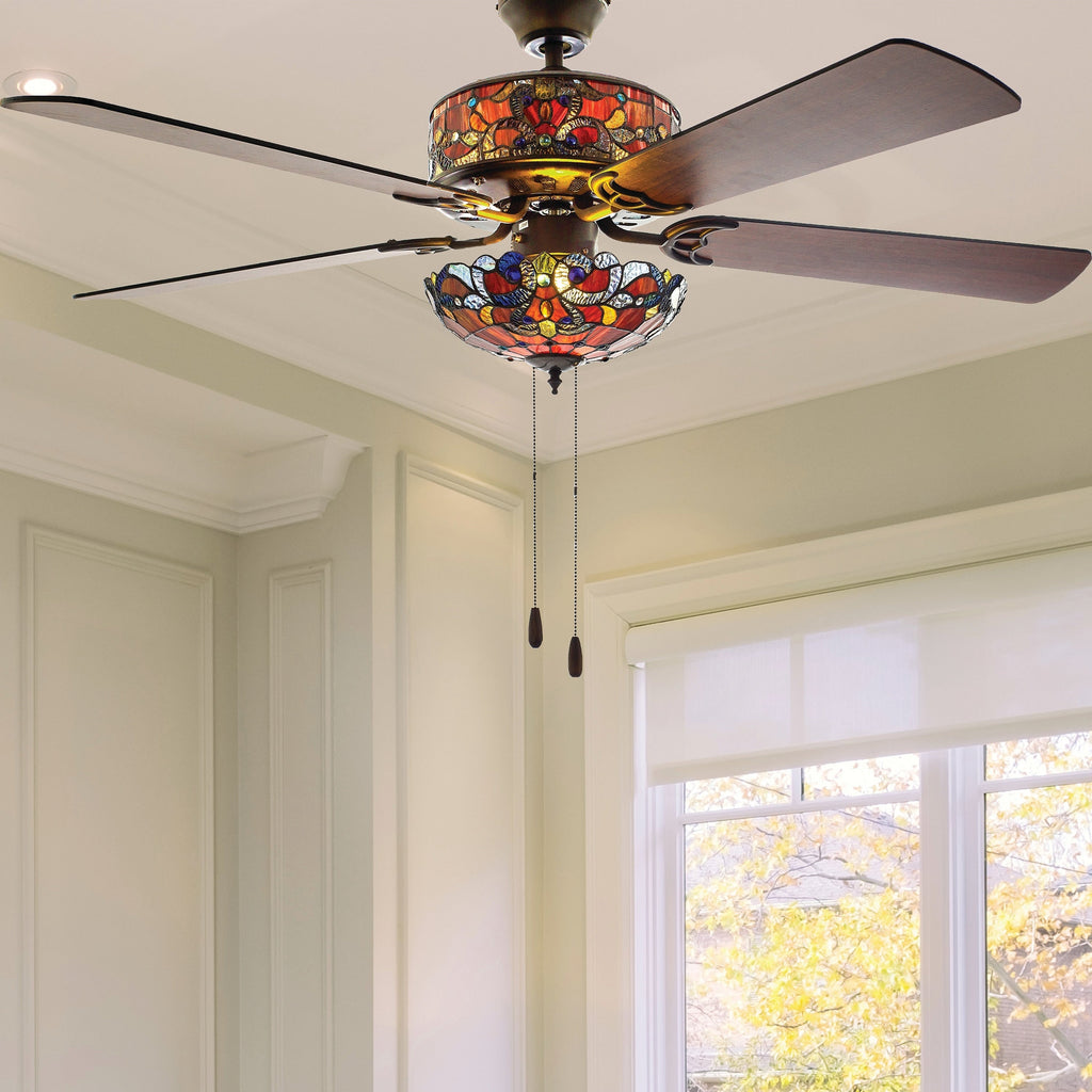 Copper Grove Guasipati 52-inch Tiffany-style Magna Carta Ceiling Fan - 52L x 52W x 16.5