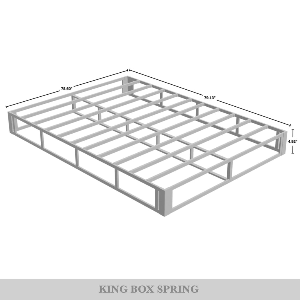 CraftPorch 5-Inch Metal Box Spring with Warm Grey Linen Cover