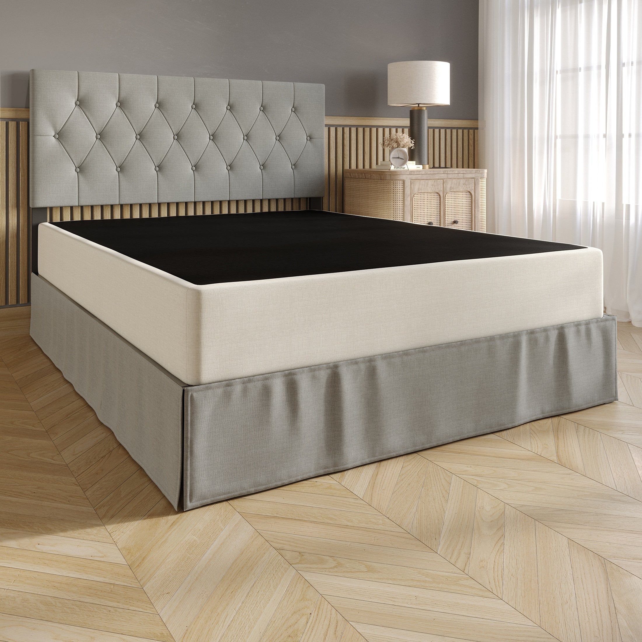 CraftPorch Upholstered Linen Metal Box Spring