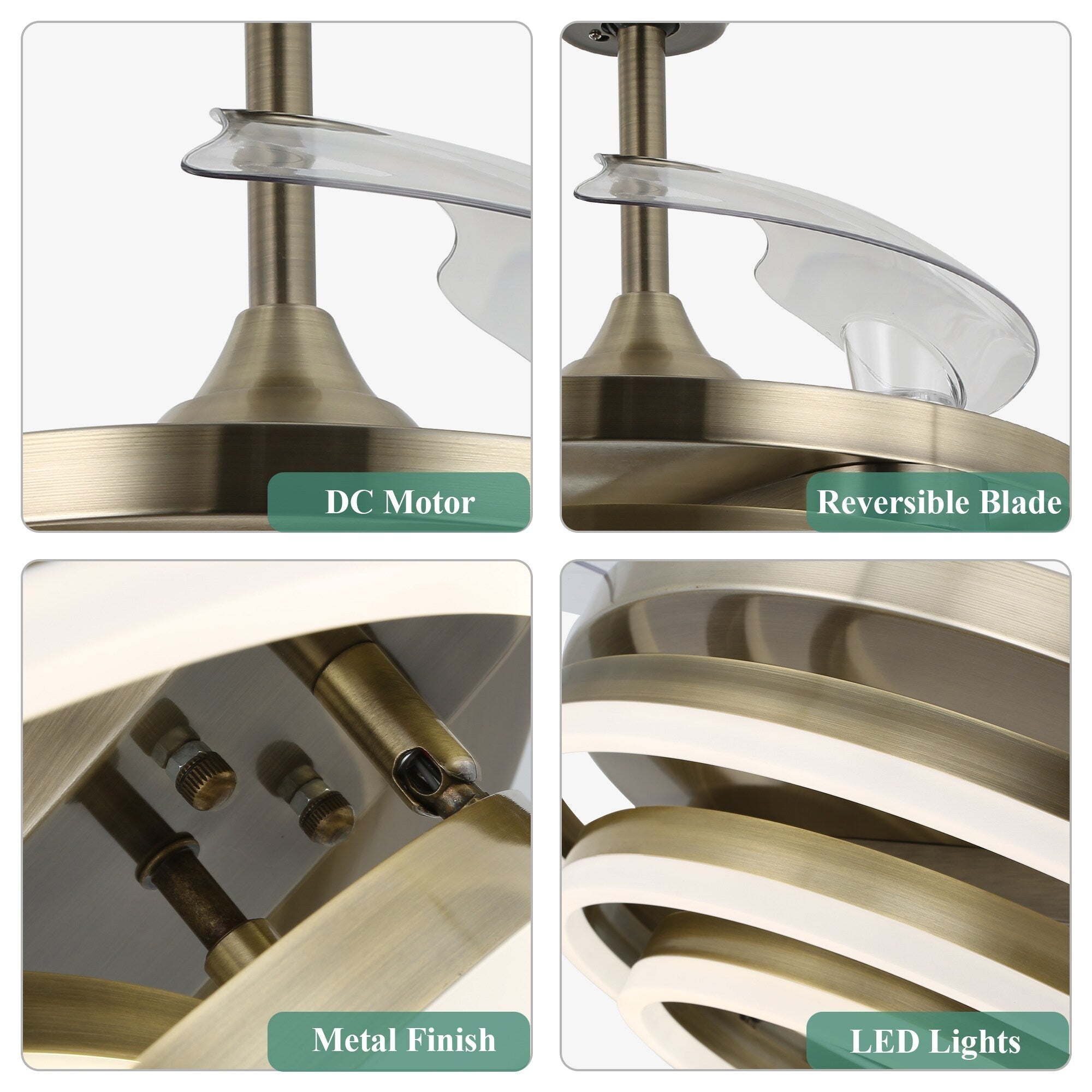 Cusp Barn 42 Retractable Ceiling Fan with Lights and Remote DIY Shape Fandelier Modern Silent DC Motor LED Ceiling Light