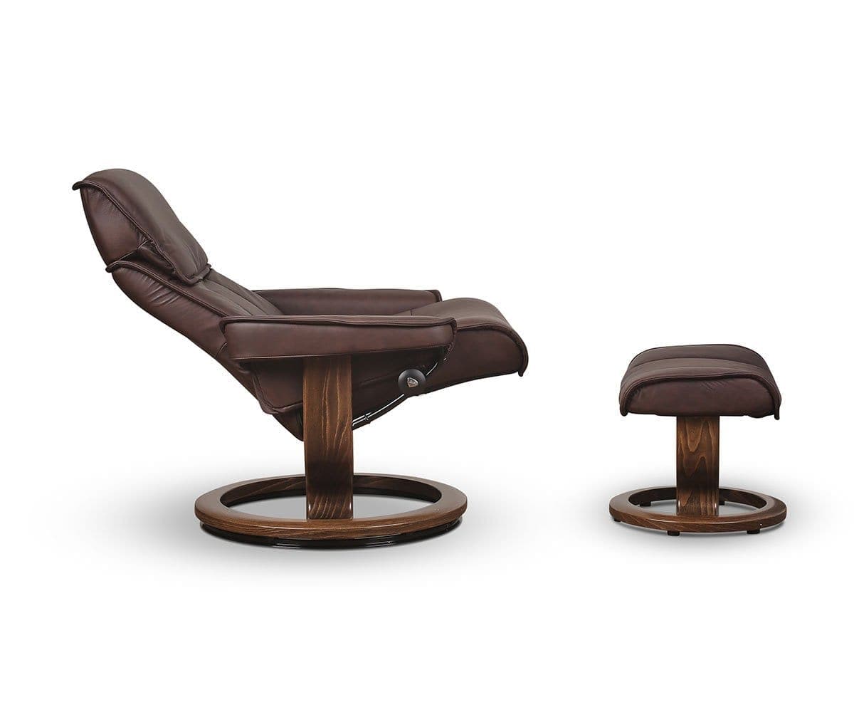 Stressless® Admiral Recliner & Ottoman - Chocolate