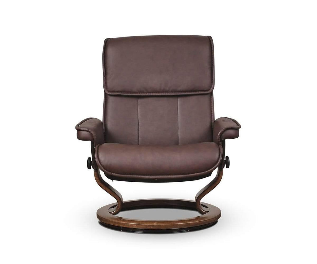 Stressless® Admiral Recliner & Ottoman - Chocolate