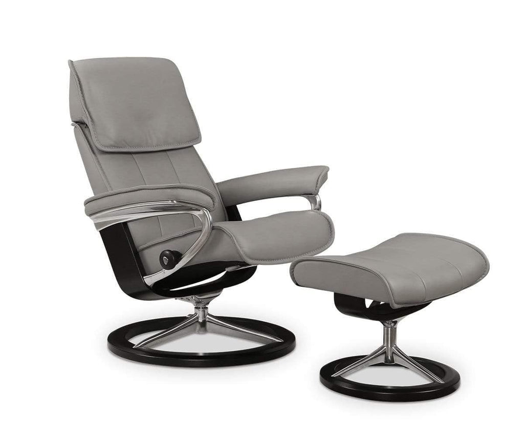 Stressless® Admiral Recliner & Ottoman - Silver Grey