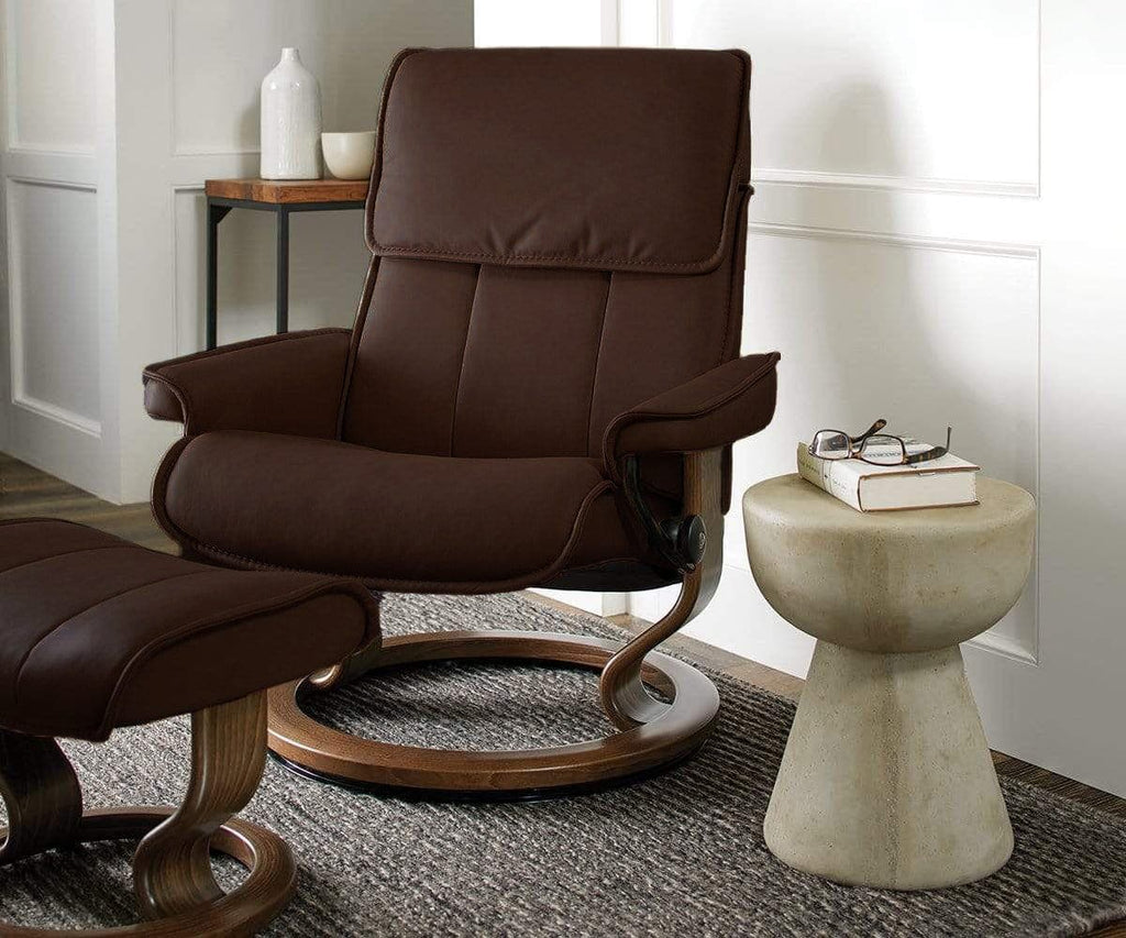 Stressless® Admiral Recliner & Ottoman - Chocolate