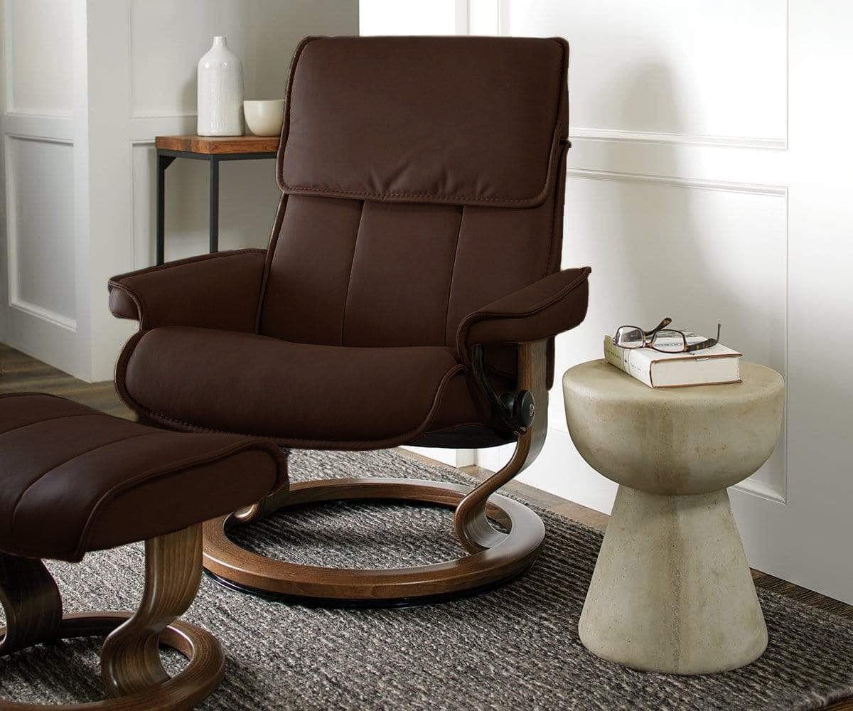 Stressless® Admiral Recliner & Ottoman - Chocolate