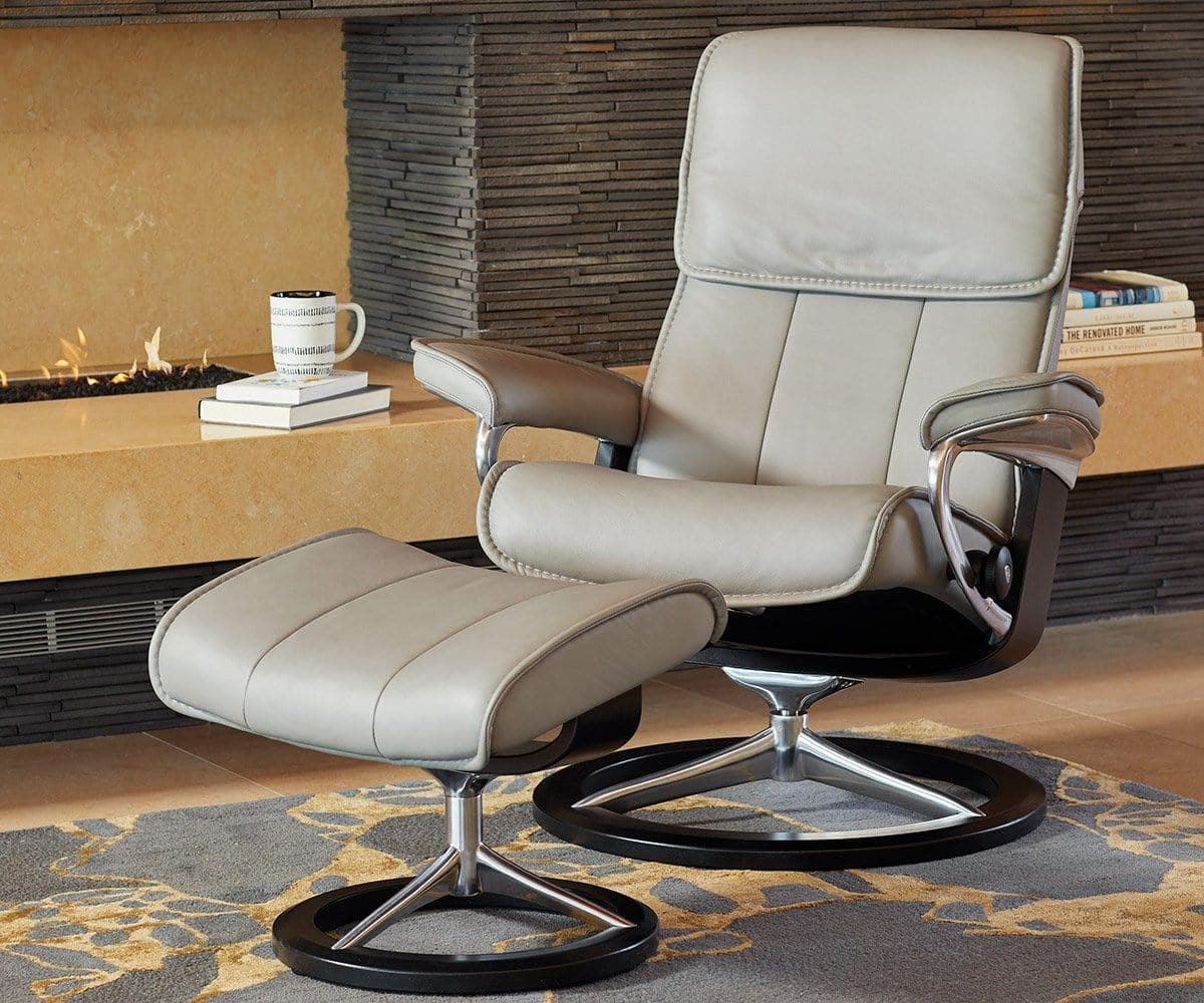 Stressless® Admiral Recliner & Ottoman - Silver Grey