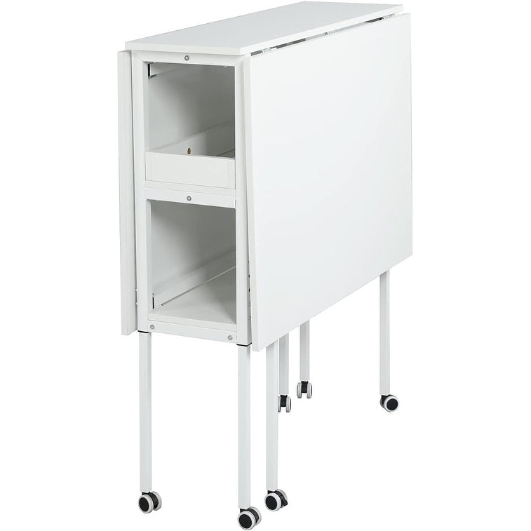 Height Adjustable Craft Table with Storage Shelves, Mobile Folding Cutting Table for Home Office Sewing Room Craft Room