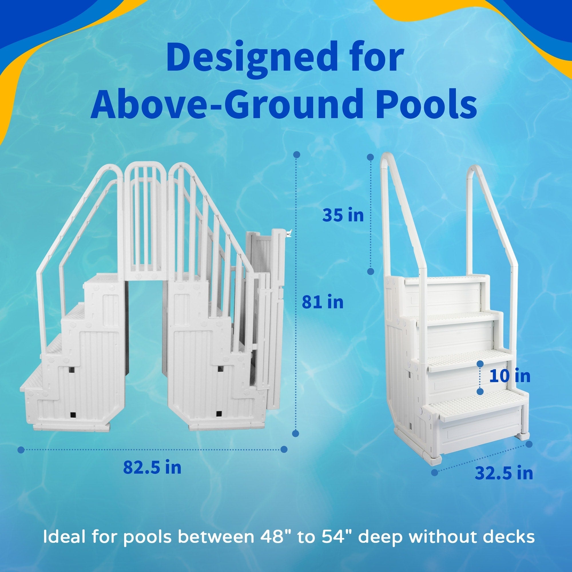 Easy Pool Step Entry System w/ Gate - 32.5 in. W x 82.5 in. D x 81 in. H