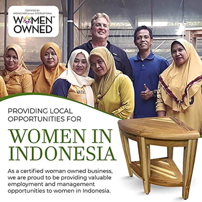 EcoDecors, Snazzy Corner, Teak Shower Bench, Teak Shower Stool, Corner Shower Stool, Teak Corner Shower Bench, With Shelf