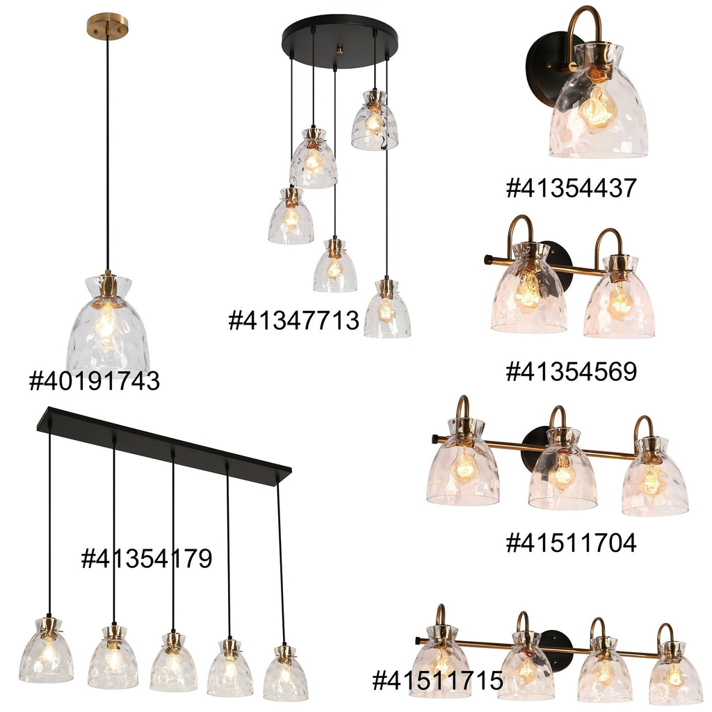 Elisie Mid-century Modern Pendant Light 1-Light Waterfall Glass Hammered Dome Kitchen Island Lighting Dining Room