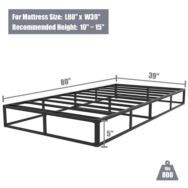 5 Inch Low Profile Metal Spring, Heavy Duty Structure with Grey Cover