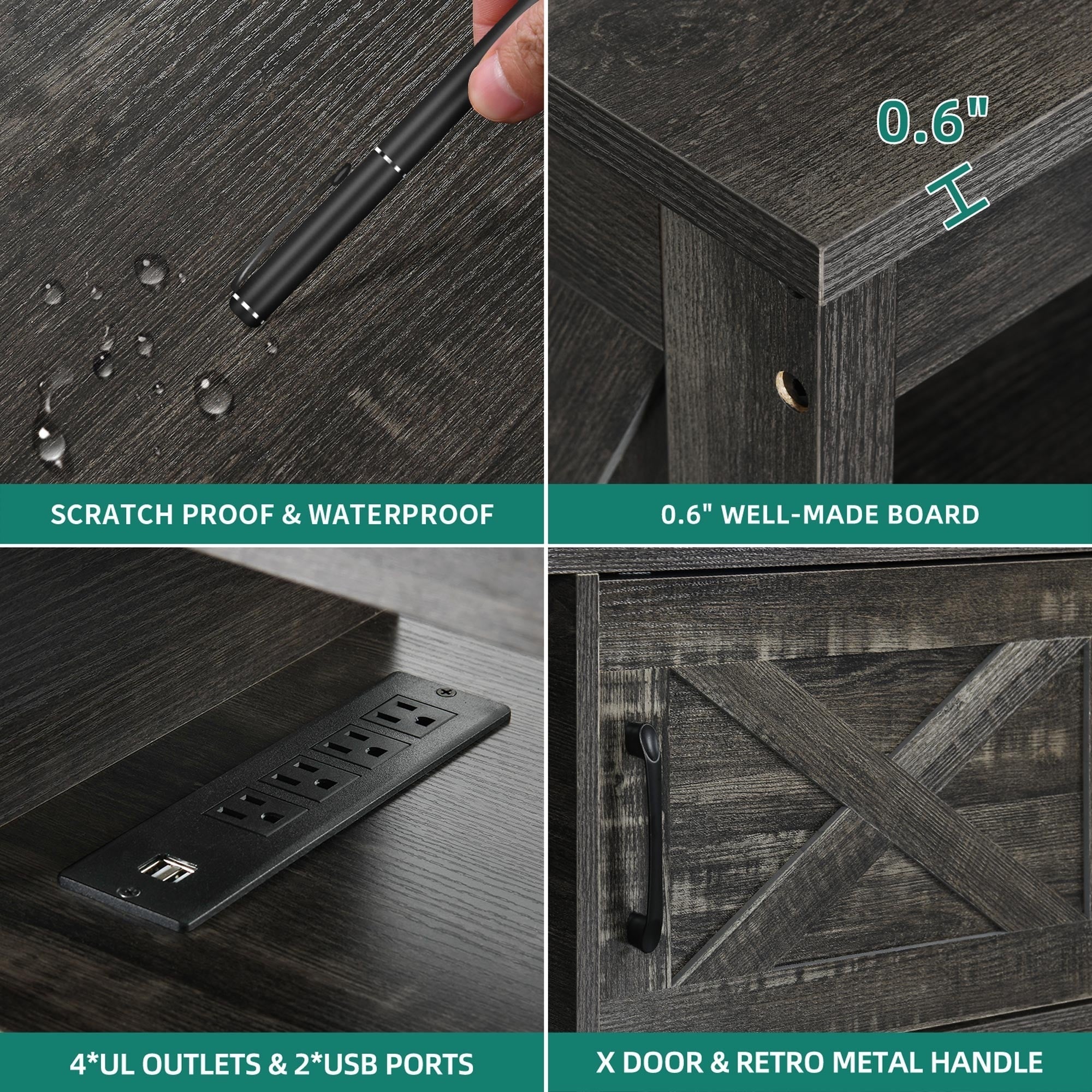 Farmhouse TV Stand for up to 65 TV with Doors and Open Shelves Media Console Power Outlet