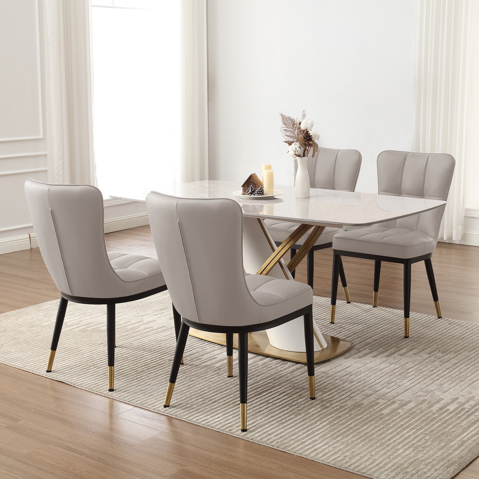 Faux Leather Upholstered Dining Chairs Set of 2/4