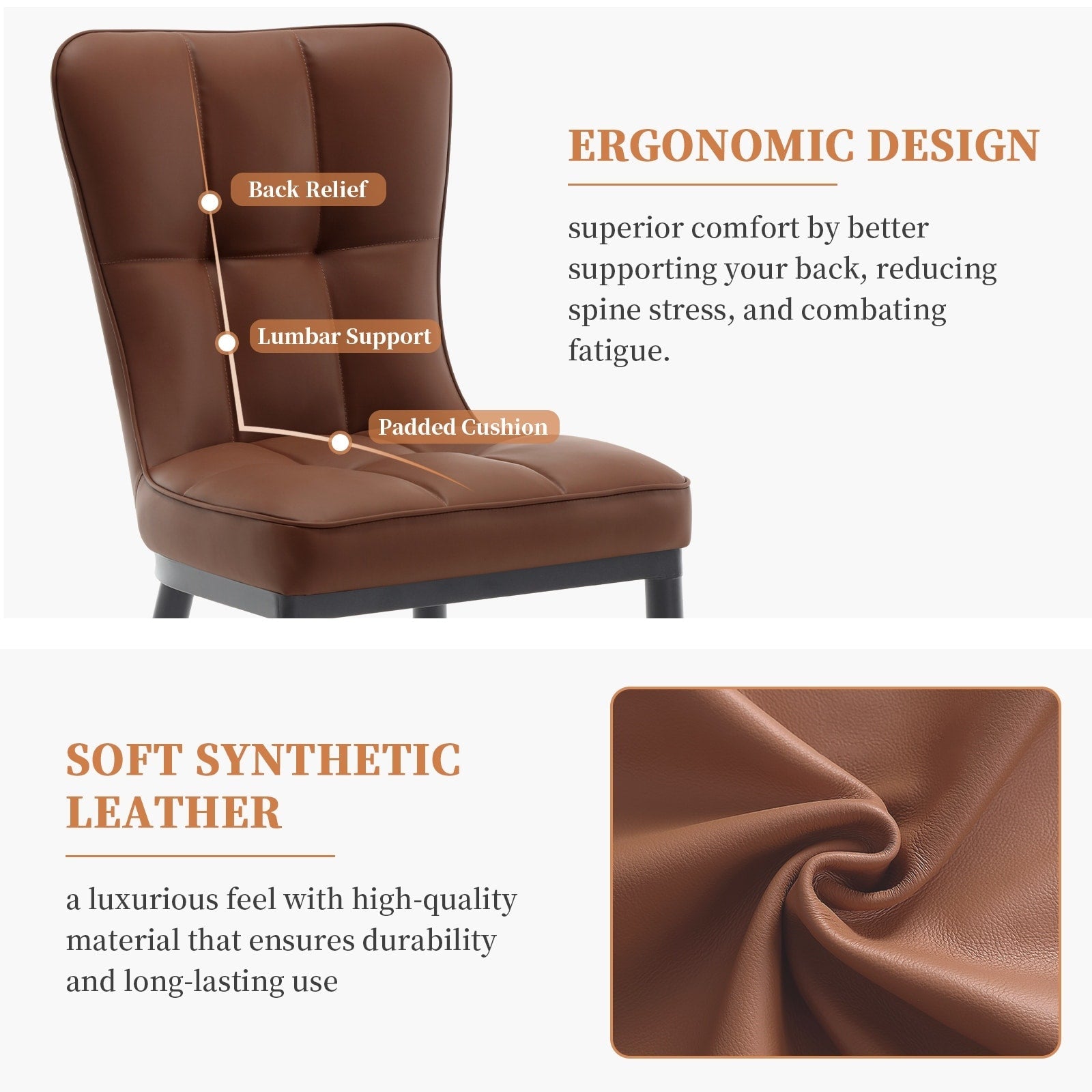 Faux Leather Upholstered Dining Chairs Set of 2/4