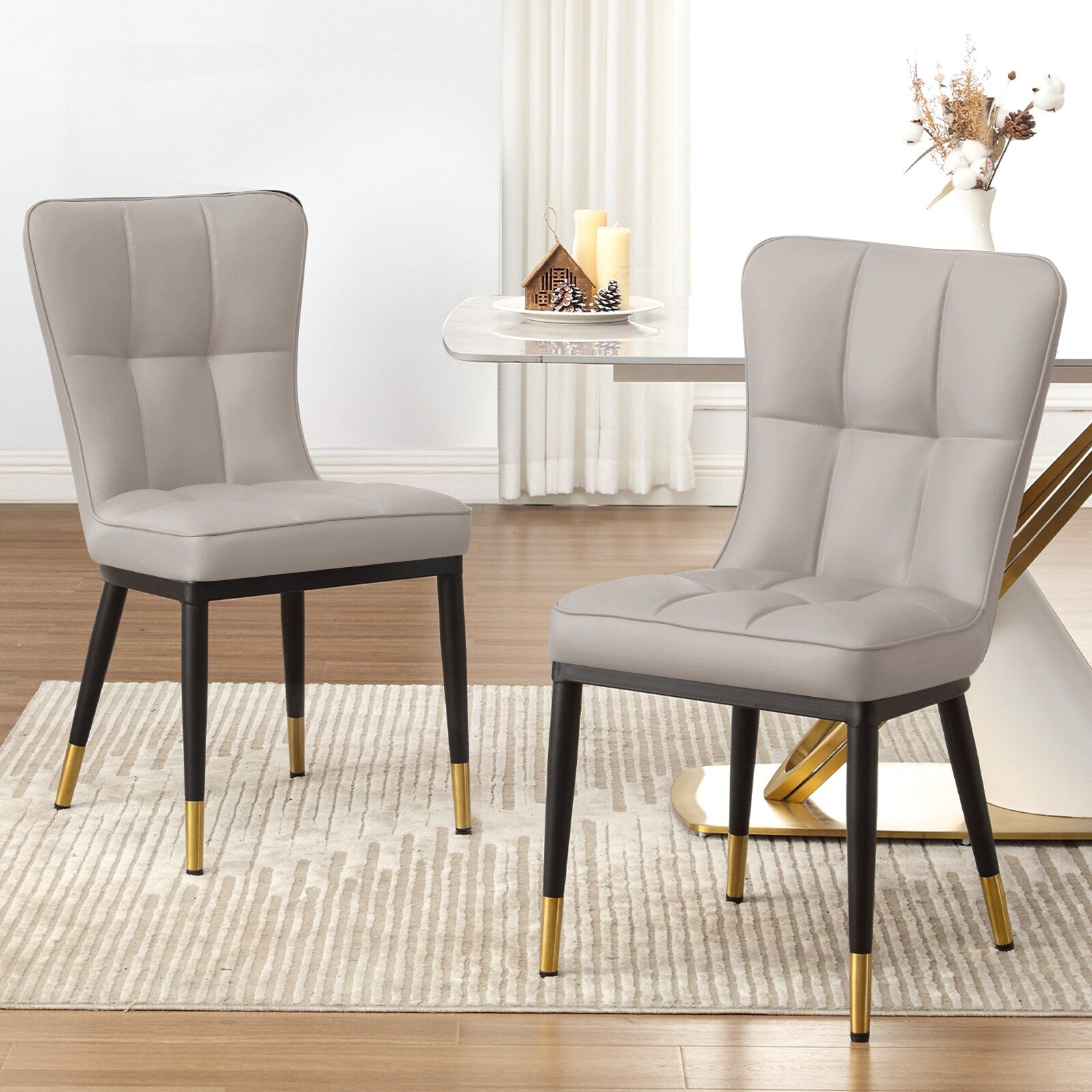 Faux Leather Upholstered Dining Chairs Set of 2/4