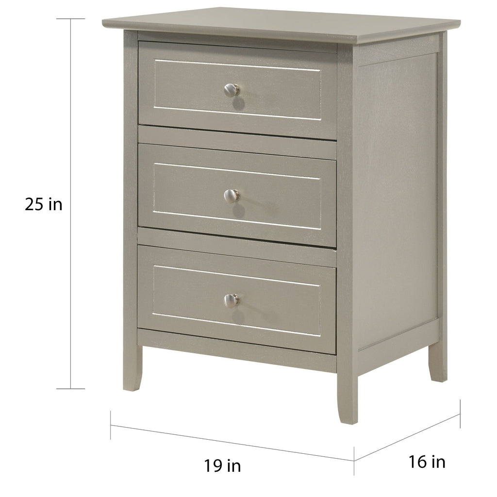 Daniel 3-drawer Transitional Wooden Nightstand