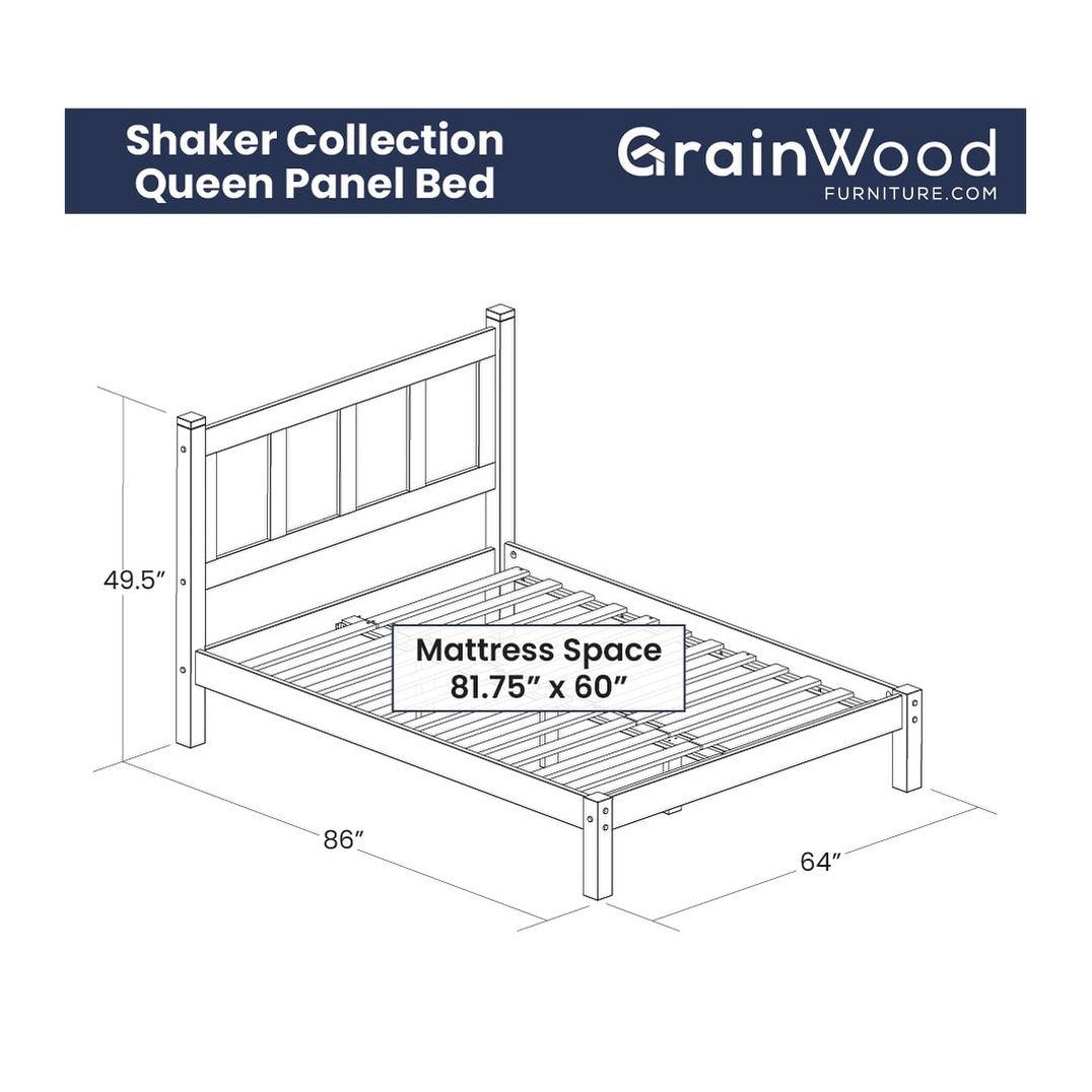 Grain Wood Furniture Shaker Solid Wood Panel Platform Bed