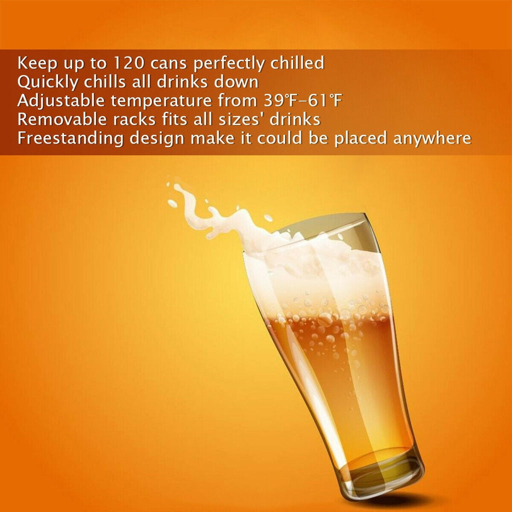 Gymax 120 Can Beverage Refrigerator Beer Wine Soda Drink Cooler Mini