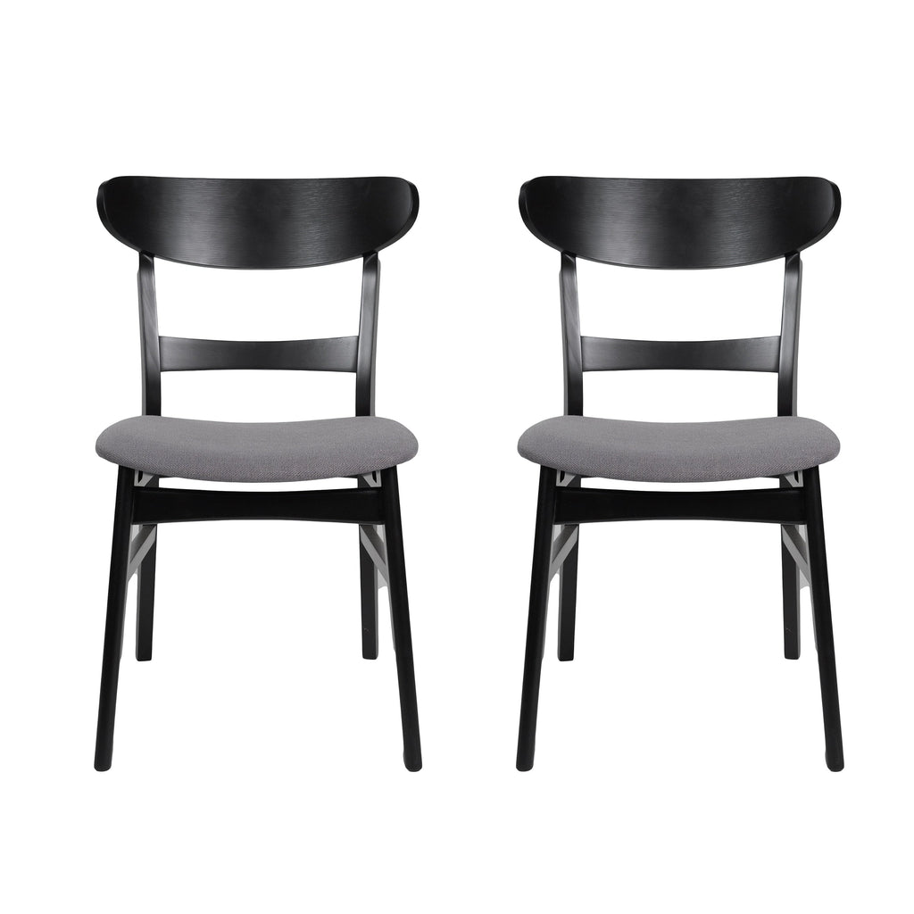 Abrielle Mid-Century Modern Upholstered Rubberwood Dining Chair (Set of 2) by Christopher Knight Home
