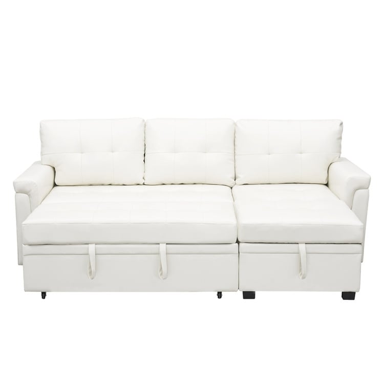 Convertible Reversible Sectional Sofa with Pull-Out Sleeper Bed, Hidden Storage Chaise, and Durable Legs