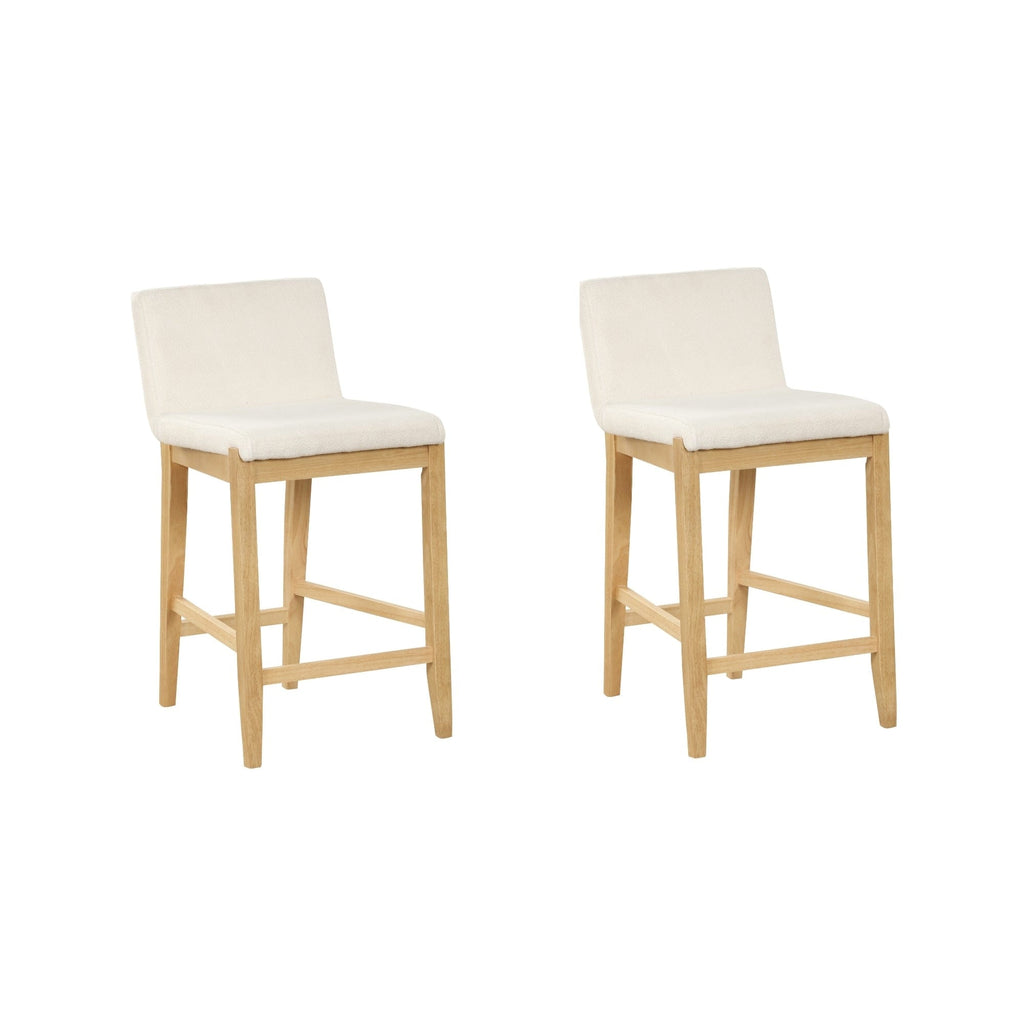 Gracie Modern Bar Stool, Boucle Upholstered Chair and Brushed Wooden Legs