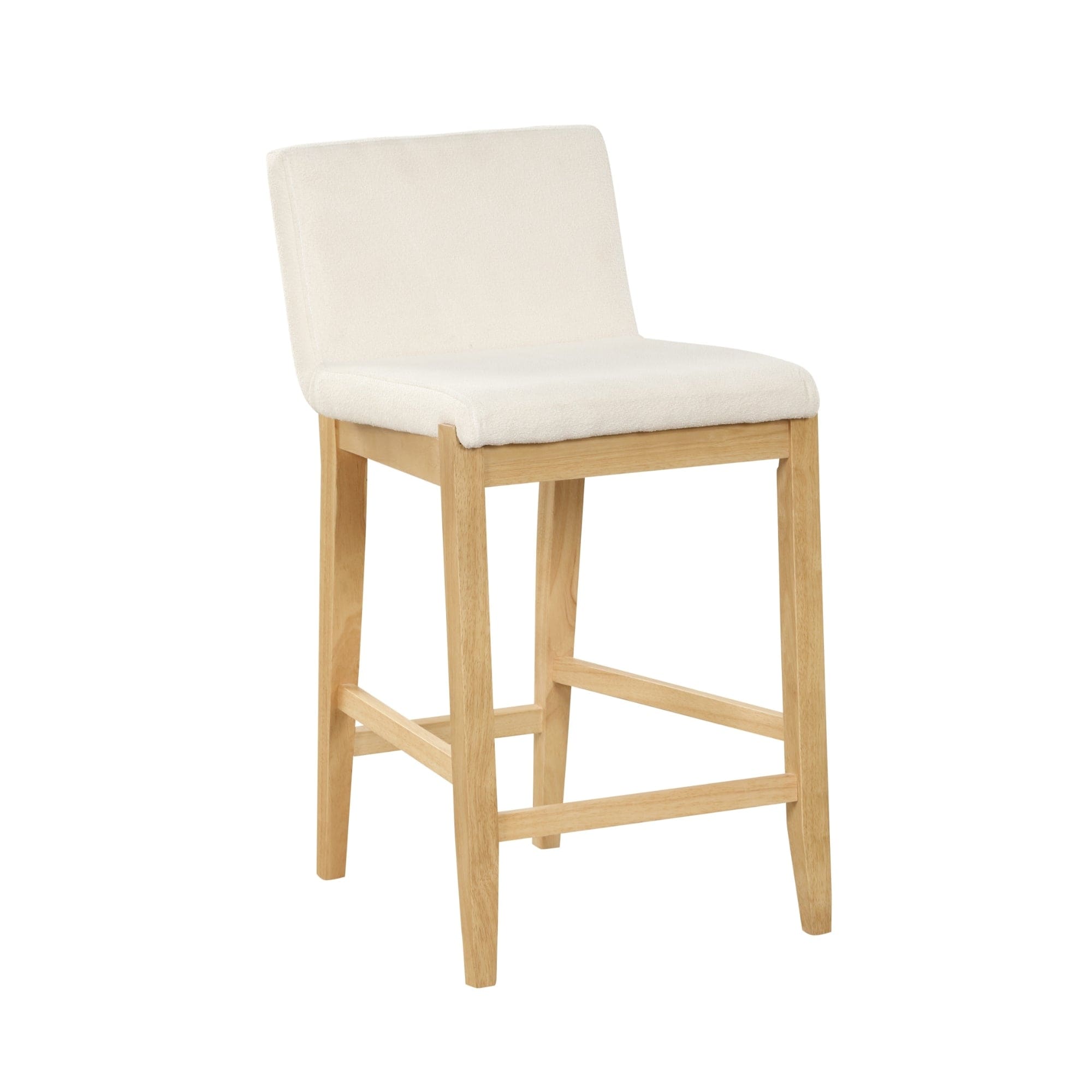 Gracie Modern Bar Stool, Boucle Upholstered Chair and Brushed Wooden Legs