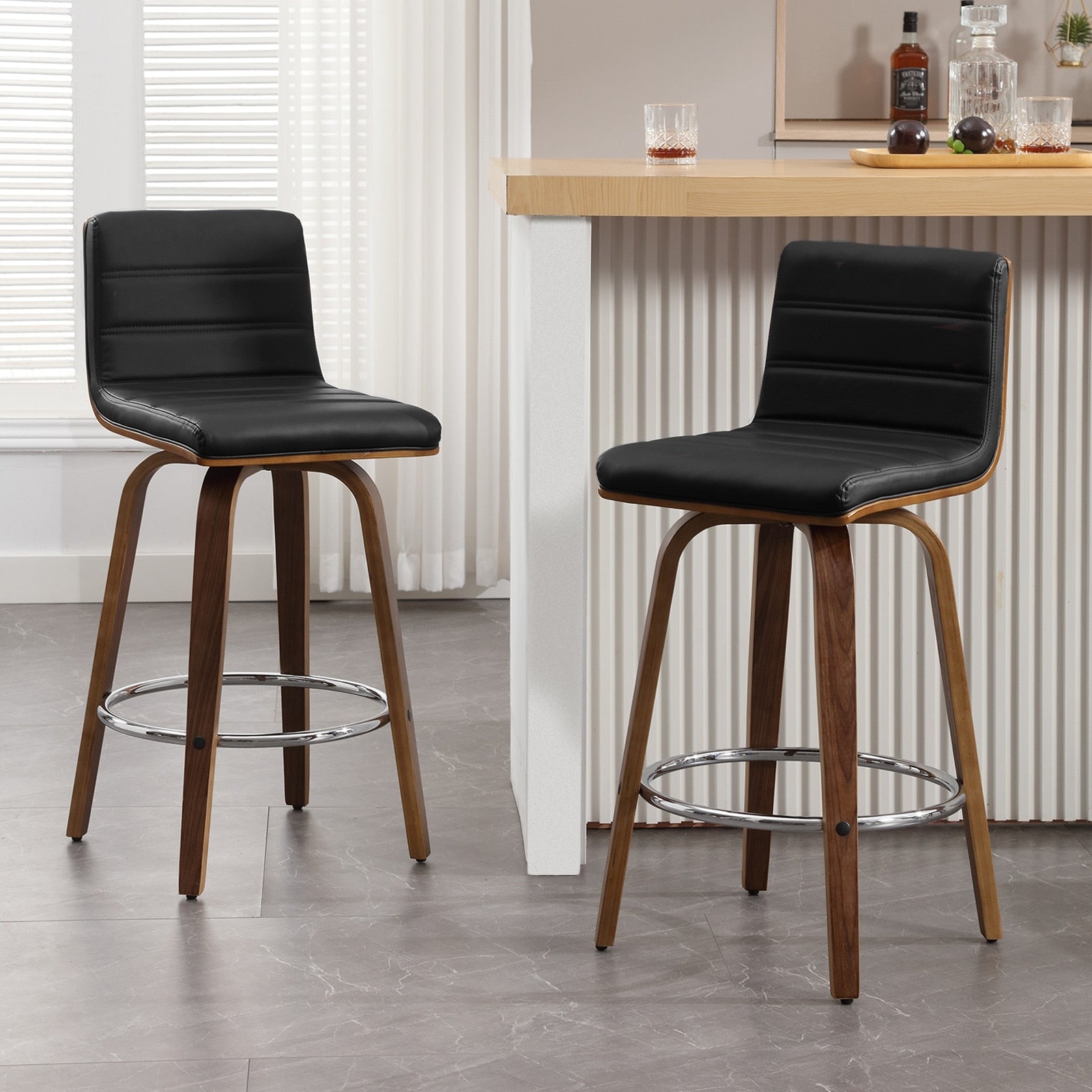 26/29 Faux Leather Swivel Bar/Counter Stools, Set of 2/3