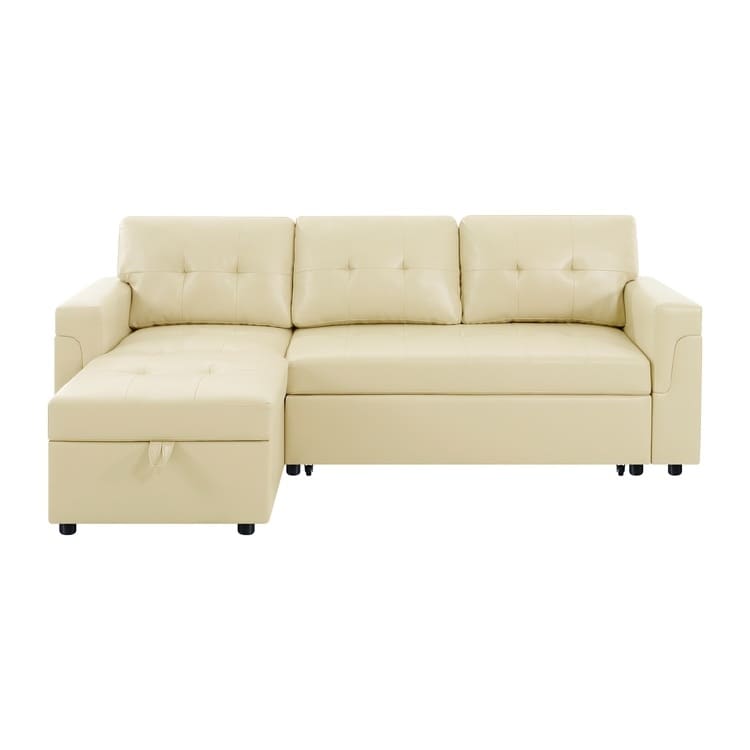 Convertible Reversible Sectional Sofa with Pull-Out Sleeper Bed, Hidden Storage Chaise, and Durable Legs