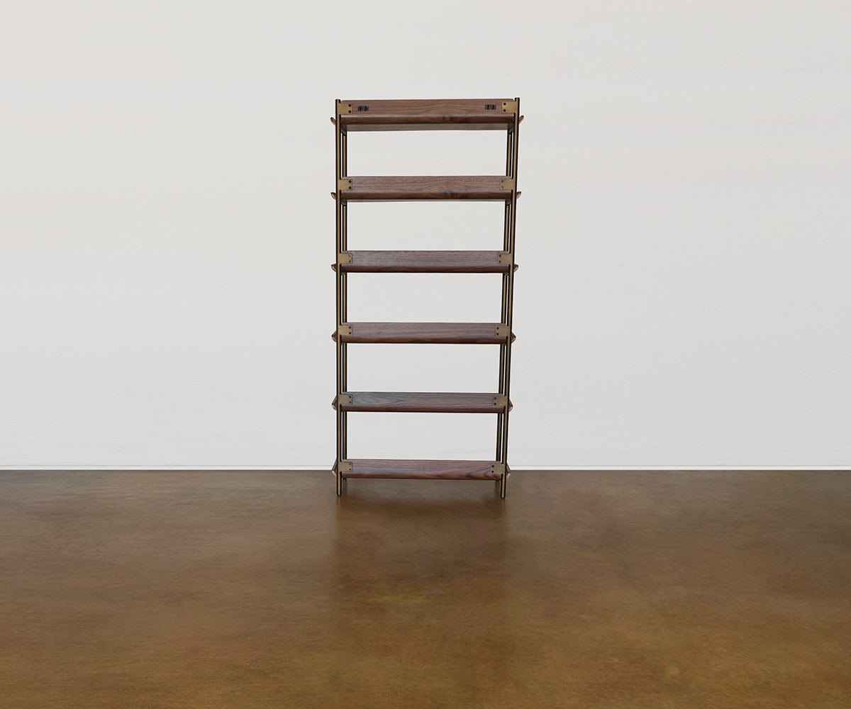 Freya 6 Shelves with Desk - Walnut