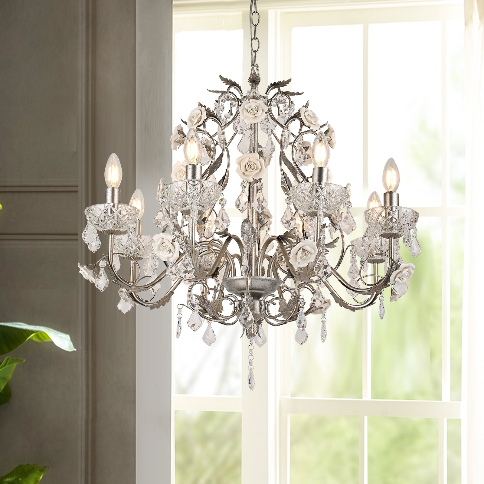 Beautiful and Elegent Vintage Decorative Rose Crystal Palace Chandelier