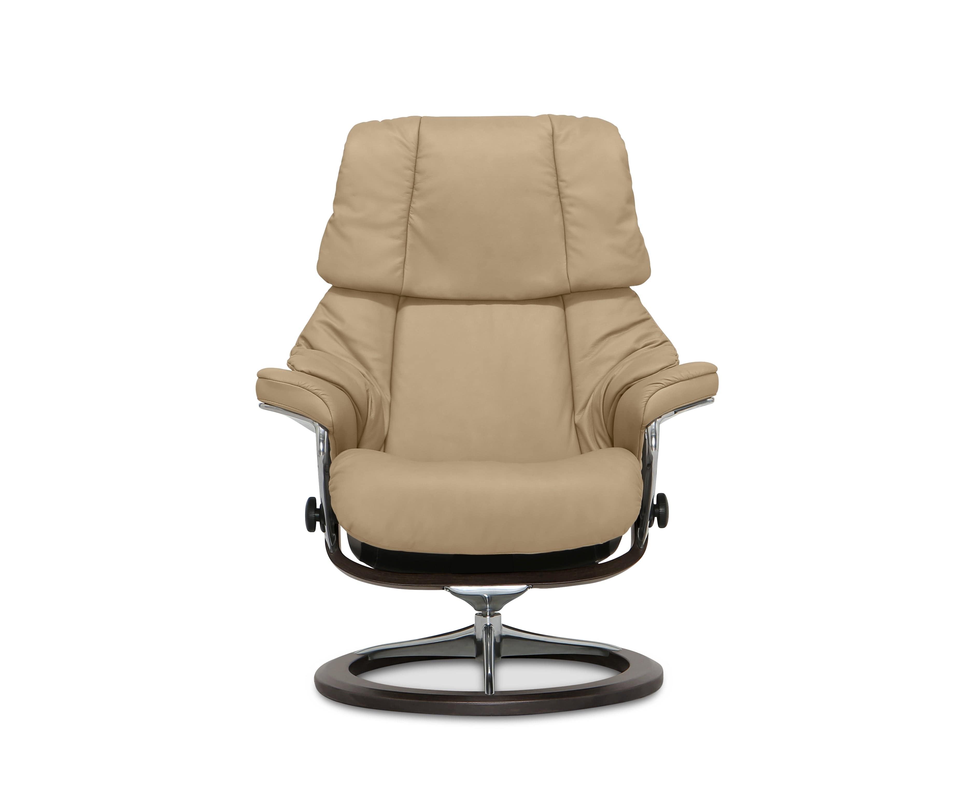 Stressless® Reno Recliner & Ottoman with Signature Base - Sand