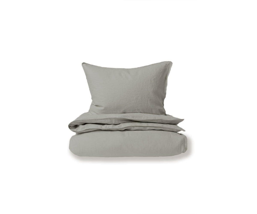 Laila Linen Duvet Cover + Shams Set - Grey