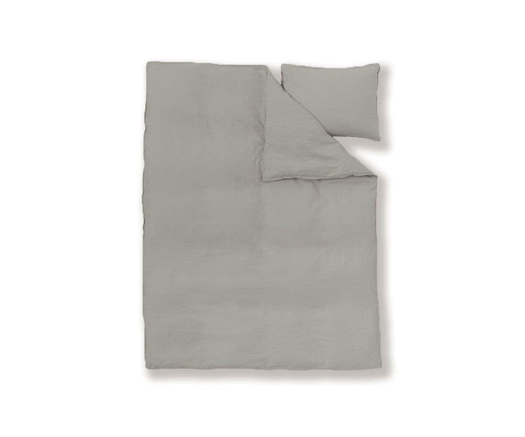 Laila Linen Duvet Cover + Shams Set - Grey