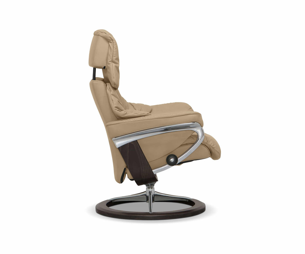 Stressless® Reno Recliner & Ottoman with Signature Base - Sand